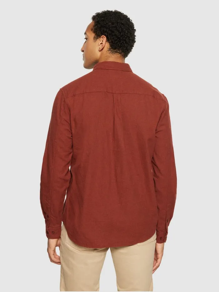 KnowledgeCotton Apparel Shirts Regular Fit Melang Flannel Shirt Fired Brick 8211 Men KnowledgeCotton Apparel Shirts Regular Fit Melang Flannel Shirt Fired Brick 8211 Men