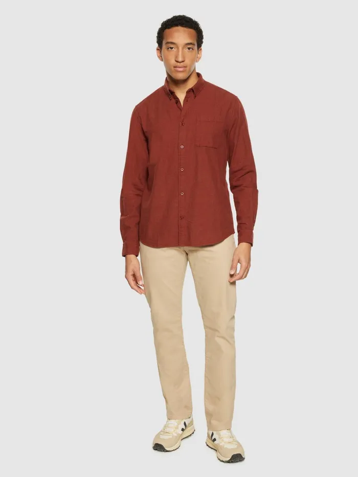 KnowledgeCotton Apparel Shirts Regular Fit Melang Flannel Shirt Fired Brick 8211 Men KnowledgeCotton Apparel Shirts Regular Fit Melang Flannel Shirt Fired Brick 8211 Men
