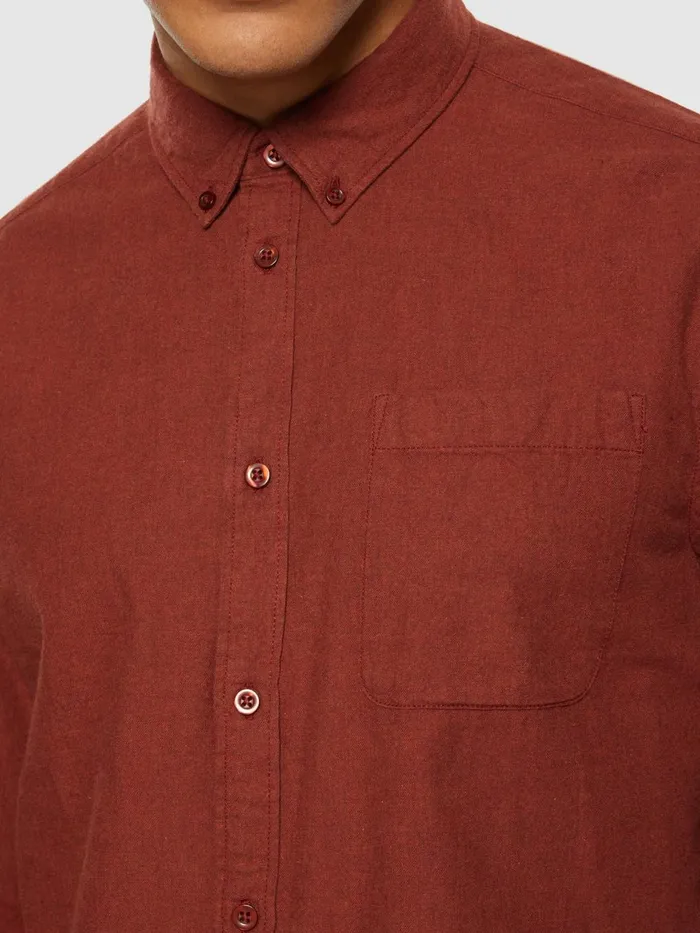KnowledgeCotton Apparel Shirts Regular Fit Melang Flannel Shirt Fired Brick 8211 Men KnowledgeCotton Apparel Shirts Regular Fit Melang Flannel Shirt Fired Brick 8211 Men