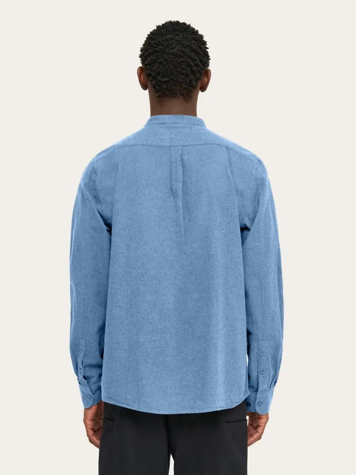 KnowledgeCotton Apparel Shirts Regular Fit Melang Flannel Stand Collar Shirt Dark Denim 8211 Men KnowledgeCotton Apparel Shirts Regular Fit Melang Flannel Stand Collar Shirt Dark Denim 8211 Men