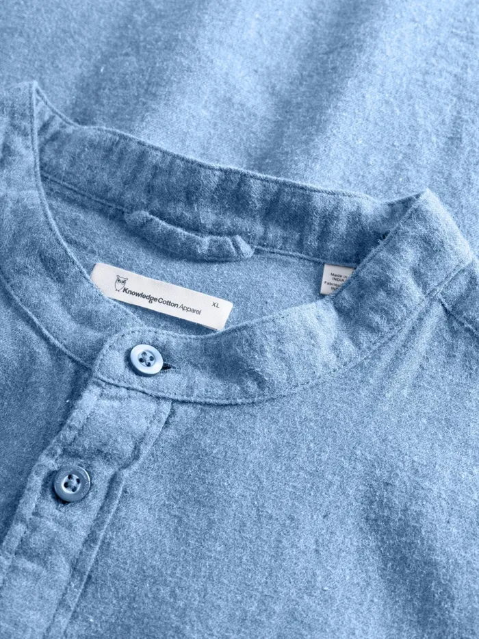 KnowledgeCotton Apparel Shirts Regular Fit Melang Flannel Stand Collar Shirt Dark Denim 8211 Men KnowledgeCotton Apparel Shirts Regular Fit Melang Flannel Stand Collar Shirt Dark Denim 8211 Men