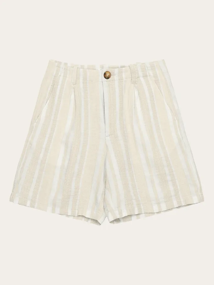 KnowledgeCotton Apparel Shorts POSEY Wide Midrise Pleated Jacquard Woven Stripe Shorts Gotsvegan 8211 Women KnowledgeCotton Apparel Shorts POSEY Wide Midrise Pleated Jacquard Woven Stripe Shorts Gotsvegan 8211 Women