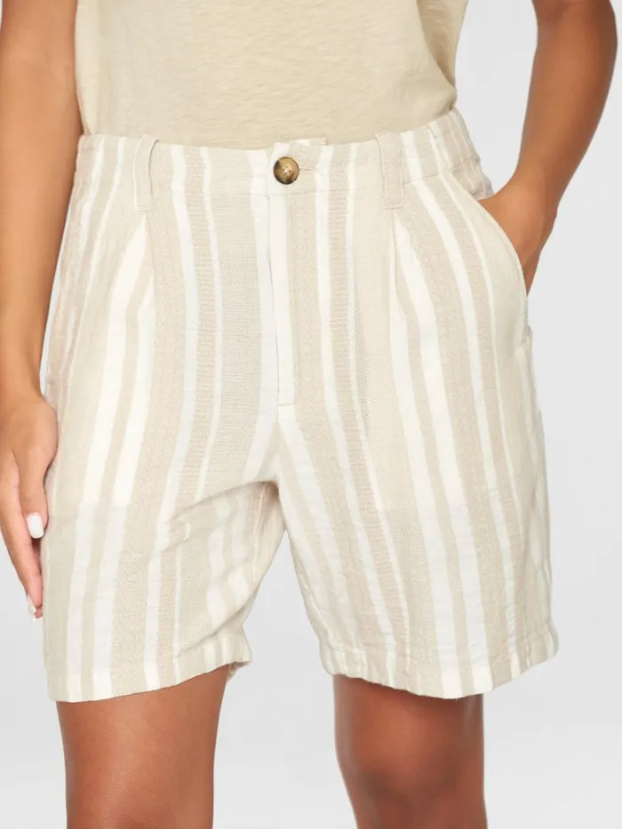 KnowledgeCotton Apparel Shorts POSEY Wide Midrise Pleated Jacquard Woven Stripe Shorts Gotsvegan 8211 Women KnowledgeCotton Apparel Shorts POSEY Wide Midrise Pleated Jacquard Woven Stripe Shorts Gotsvegan 8211 Women