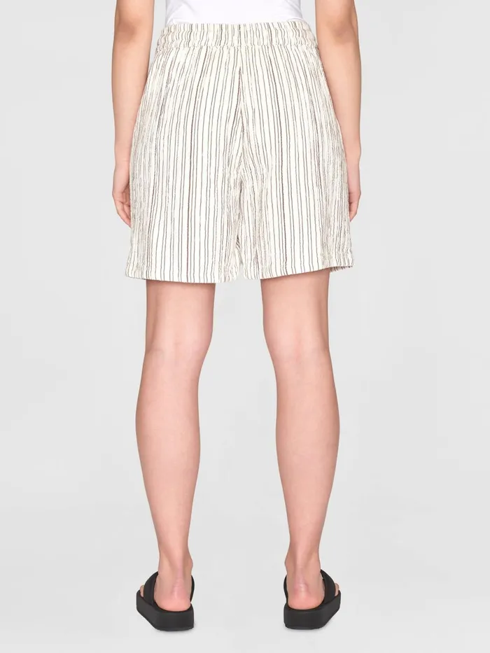 KnowledgeCotton Apparel Shorts POSEY Wide Midrise Wrinkle Stripe Shorts Gotsvegan 8211 Women