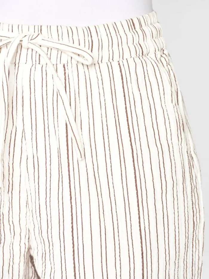 KnowledgeCotton Apparel Shorts POSEY Wide Midrise Wrinkle Stripe Shorts Gotsvegan 8211 Women