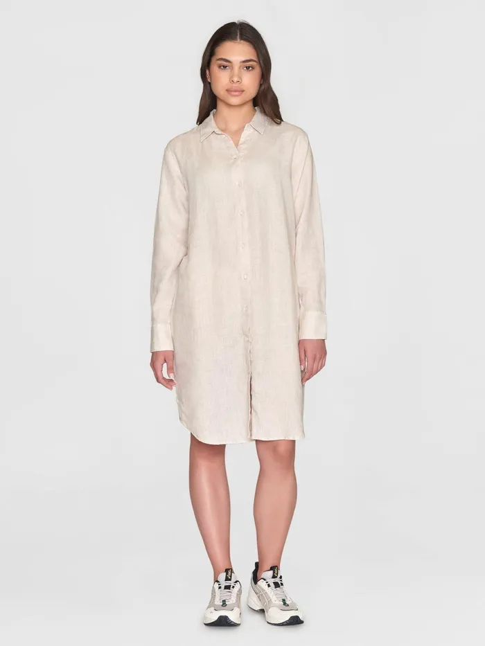 KnowledgeCotton Apparel Skirts And Dresses Classic Linen Dress Light Feather Gray 8211 Women KnowledgeCotton Apparel Skirts And Dresses Classic Linen Dress Light Feather Gray 8211 Women