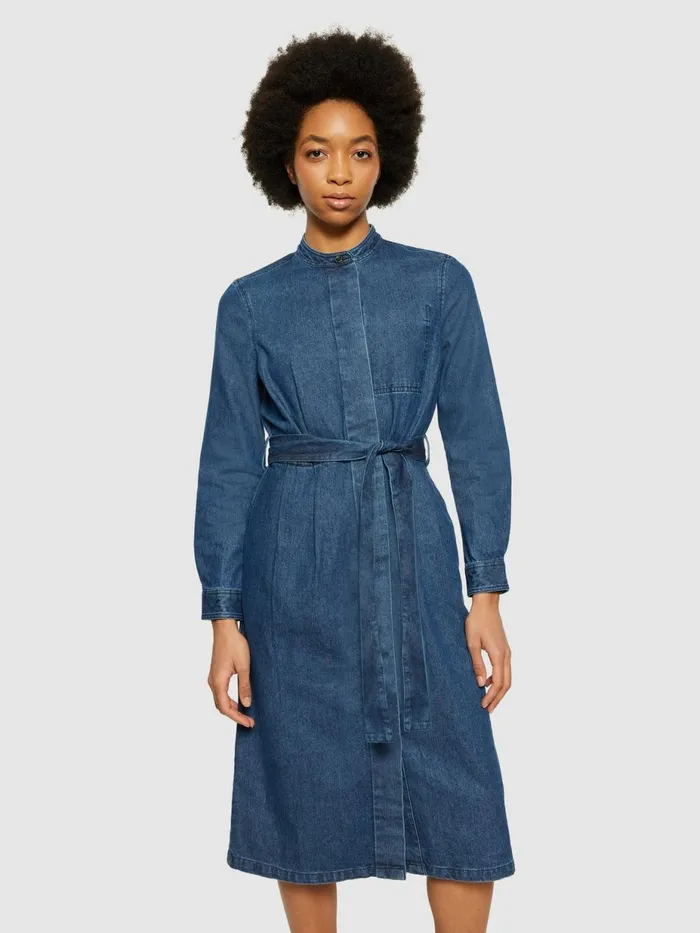 KnowledgeCotton Apparel Skirts And Dresses Denim Collar Stand Shirt Dress Gotsvegan 8211 Women