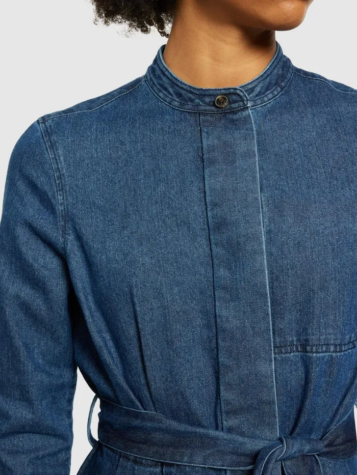 KnowledgeCotton Apparel Skirts And Dresses Denim Collar Stand Shirt Dress Gotsvegan 8211 Women