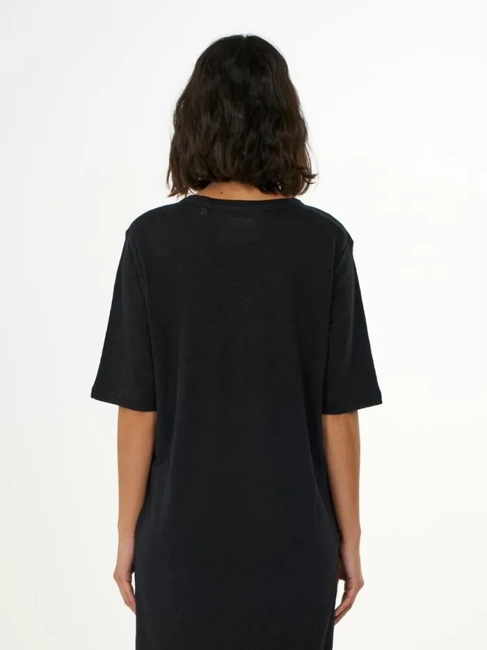 KnowledgeCotton Apparel Skirts And Dresses Linen Short Sleeved Tshirt Dress Black Jet 8211 Women KnowledgeCotton Apparel Skirts And Dresses Linen Short Sleeved Tshirt Dress Black Jet 8211 Women