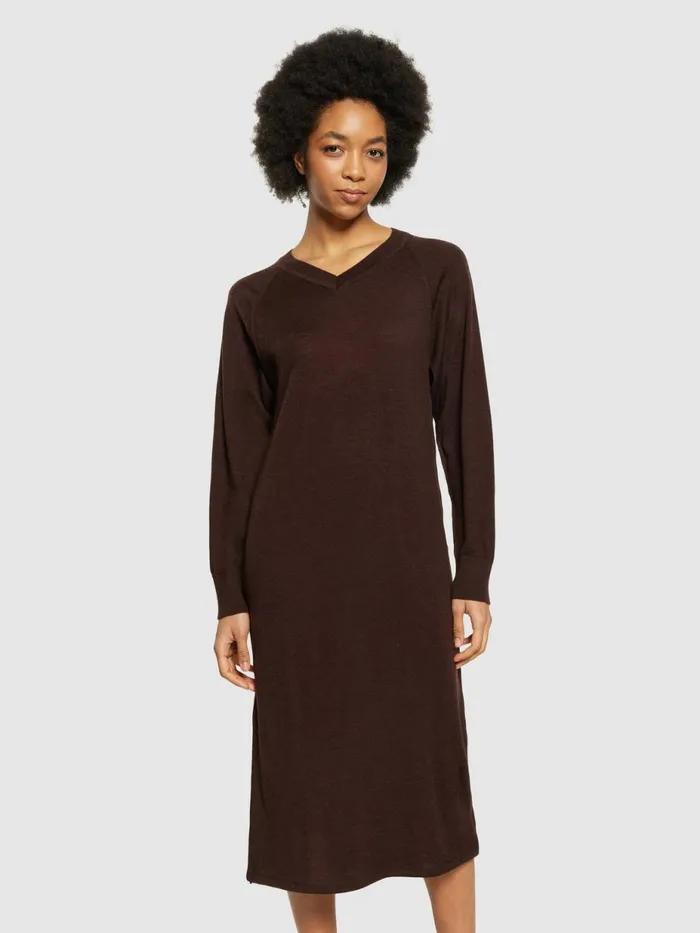 KnowledgeCotton Apparel Skirts And Dresses Merino Mid Length Vneck Dress Rws 8211 Women KnowledgeCotton Apparel Skirts And Dresses Merino Mid Length Vneck Dress Rws 8211 Women