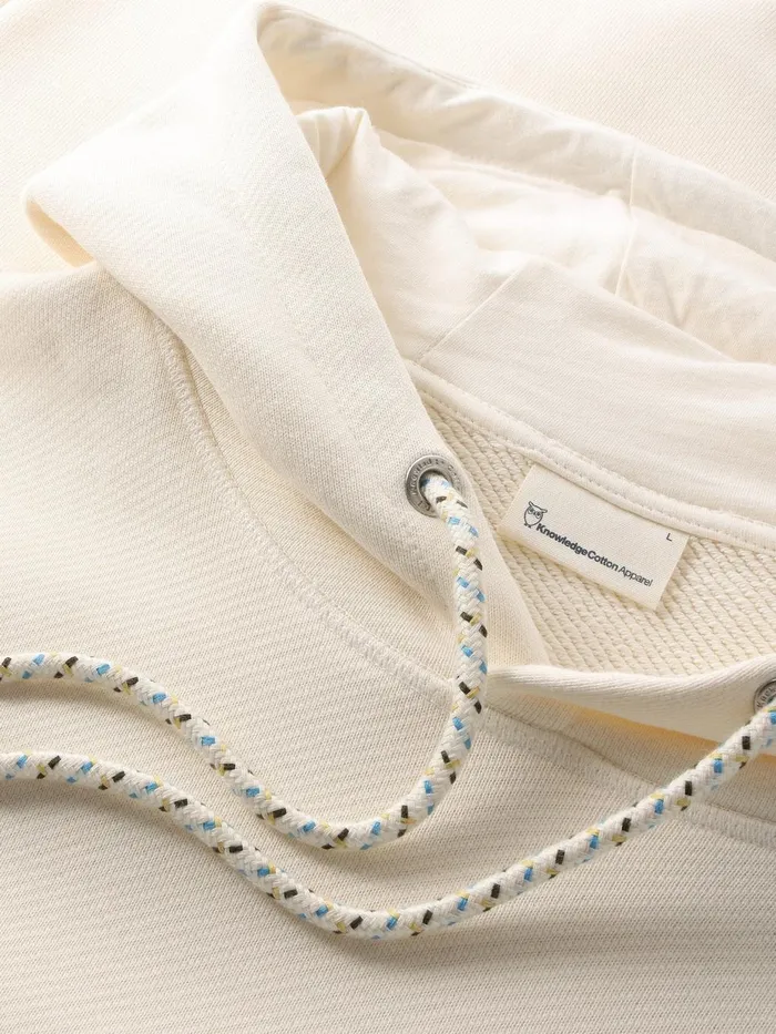 KnowledgeCotton Apparel Sweatshirts Loose Fit Hood Kangaroo Pocket Sweat With Embroidery At Chest Egret 8211 Men KnowledgeCotton Apparel Sweatshirts Loose Fit Hood Kangaroo Pocket Sweat With Embroidery At Chest Egret 8211 Men