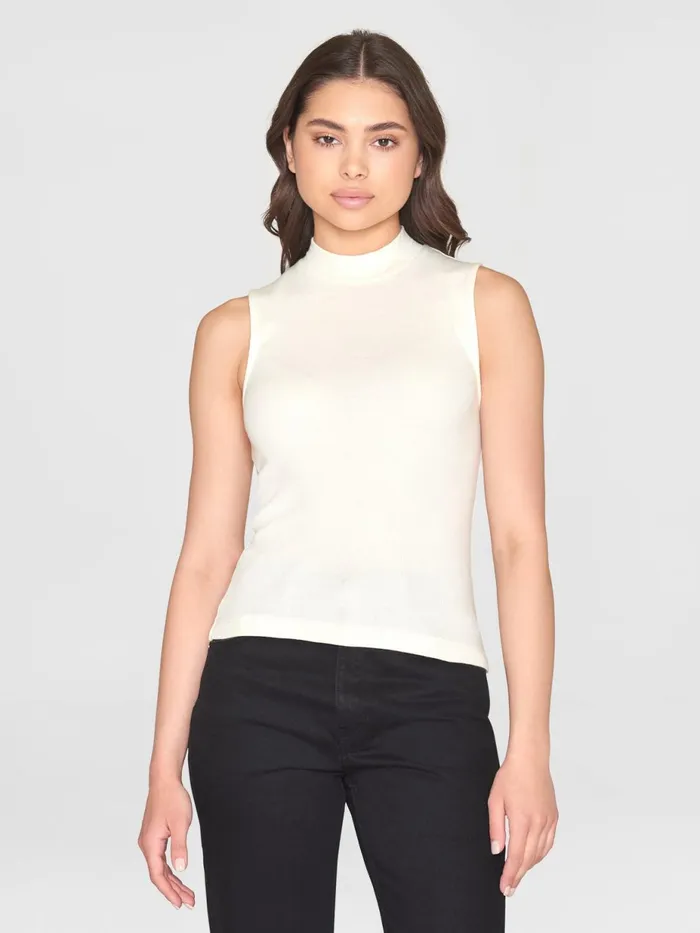 KnowledgeCotton Apparel TShirts And Tops High Neck Rib Top Star White 8211 Women KnowledgeCotton Apparel TShirts And Tops High Neck Rib Top Star White 8211 Women