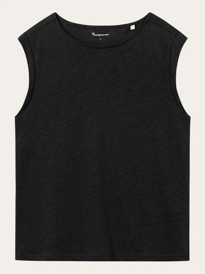 KnowledgeCotton Apparel TShirts And Tops Loose Fold Up Linen Tshirt Black Jet 8211 Women KnowledgeCotton Apparel TShirts And Tops Loose Fold Up Linen Tshirt Black Jet 8211 Women