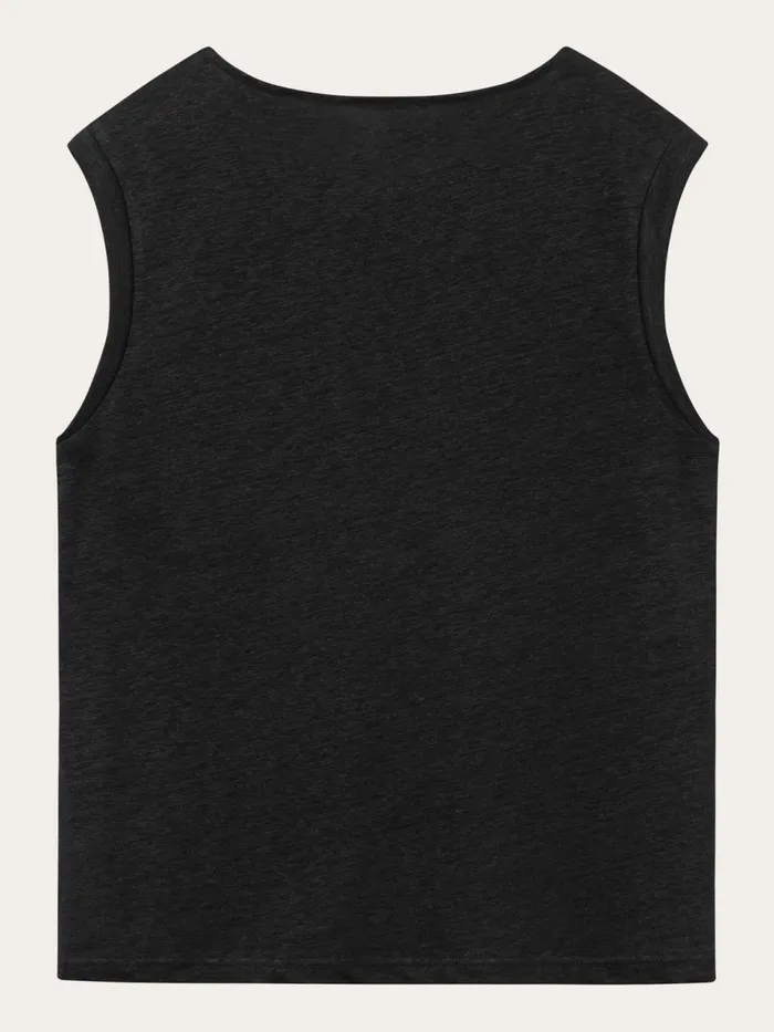 KnowledgeCotton Apparel TShirts And Tops Loose Fold Up Linen Tshirt Black Jet 8211 Women
