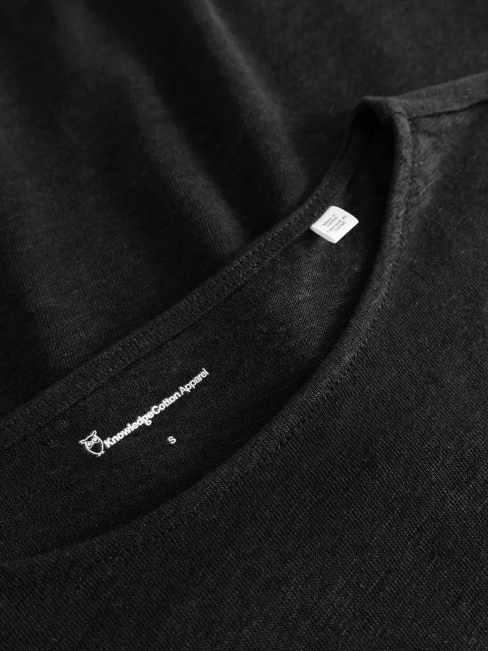 KnowledgeCotton Apparel TShirts And Tops Loose Fold Up Linen Tshirt Black Jet 8211 Women