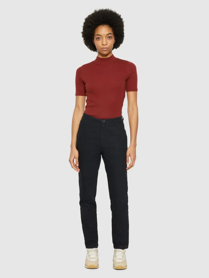 KnowledgeCotton Apparel TShirts And Tops Rib High Neck Short Sleeve Fired Brick 8211 Women KnowledgeCotton Apparel TShirts And Tops Rib High Neck Short Sleeve Fired Brick 8211 Women
