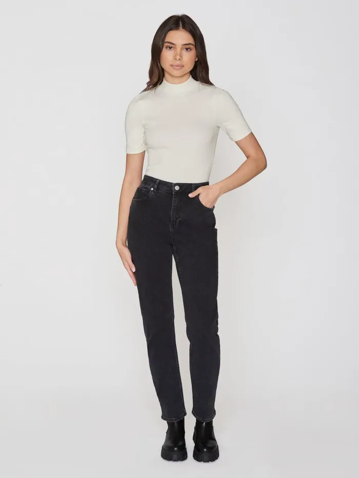 KnowledgeCotton Apparel TShirts And Tops Rib High Neck SS Star White 8211 Women KnowledgeCotton Apparel TShirts And Tops Rib High Neck SS Star White 8211 Women