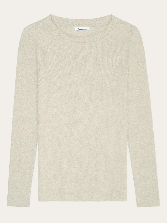 KnowledgeCotton Apparel TShirts And Tops Rib Scoop Neck Long Sleeved Gray Chateau Melange 8211 Women KnowledgeCotton Apparel TShirts And Tops Rib Scoop Neck Long Sleeved Gray Chateau Melange 8211 Women