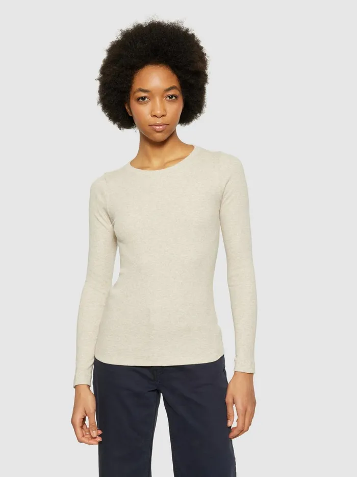 KnowledgeCotton Apparel TShirts And Tops Rib Scoop Neck Long Sleeved Gray Chateau Melange 8211 Women KnowledgeCotton Apparel TShirts And Tops Rib Scoop Neck Long Sleeved Gray Chateau Melange 8211 Women