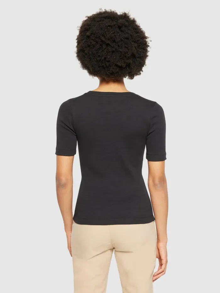 KnowledgeCotton Apparel TShirts And Tops Rib Tshirt Black Jet 8211 Women KnowledgeCotton Apparel TShirts And Tops Rib Tshirt Black Jet 8211 Women