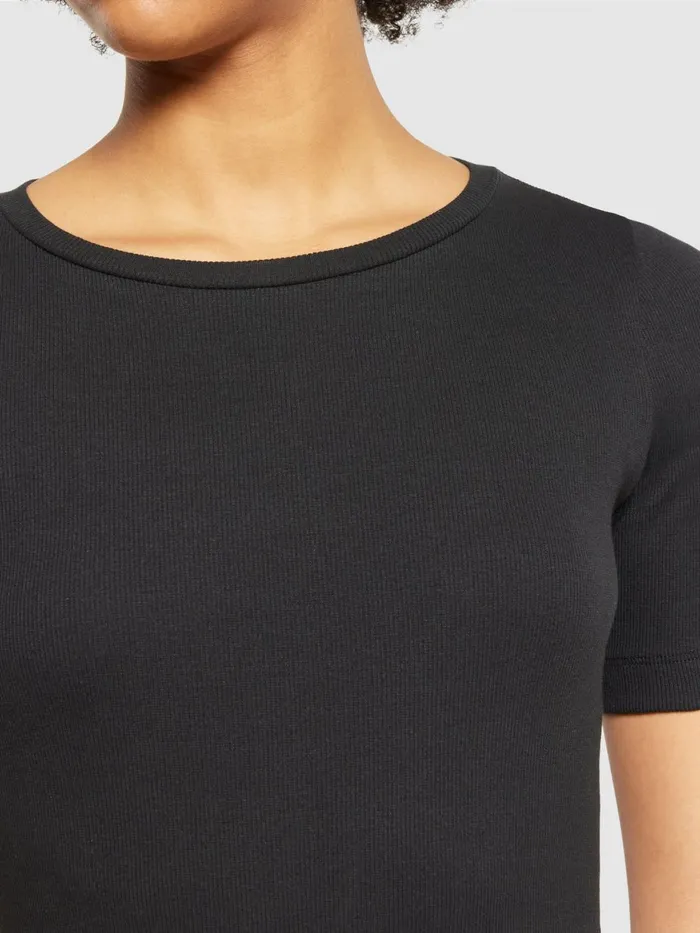 KnowledgeCotton Apparel TShirts And Tops Rib Tshirt Black Jet 8211 Women KnowledgeCotton Apparel TShirts And Tops Rib Tshirt Black Jet 8211 Women