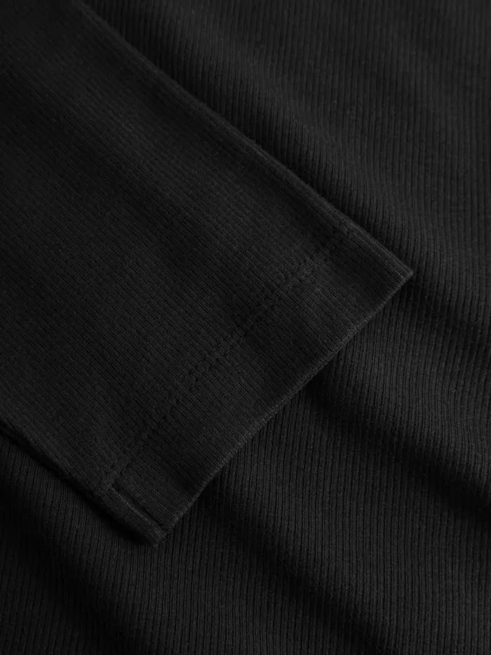 KnowledgeCotton Apparel TShirts And Tops Rib Tshirt Black Jet 8211 Women KnowledgeCotton Apparel TShirts And Tops Rib Tshirt Black Jet 8211 Women