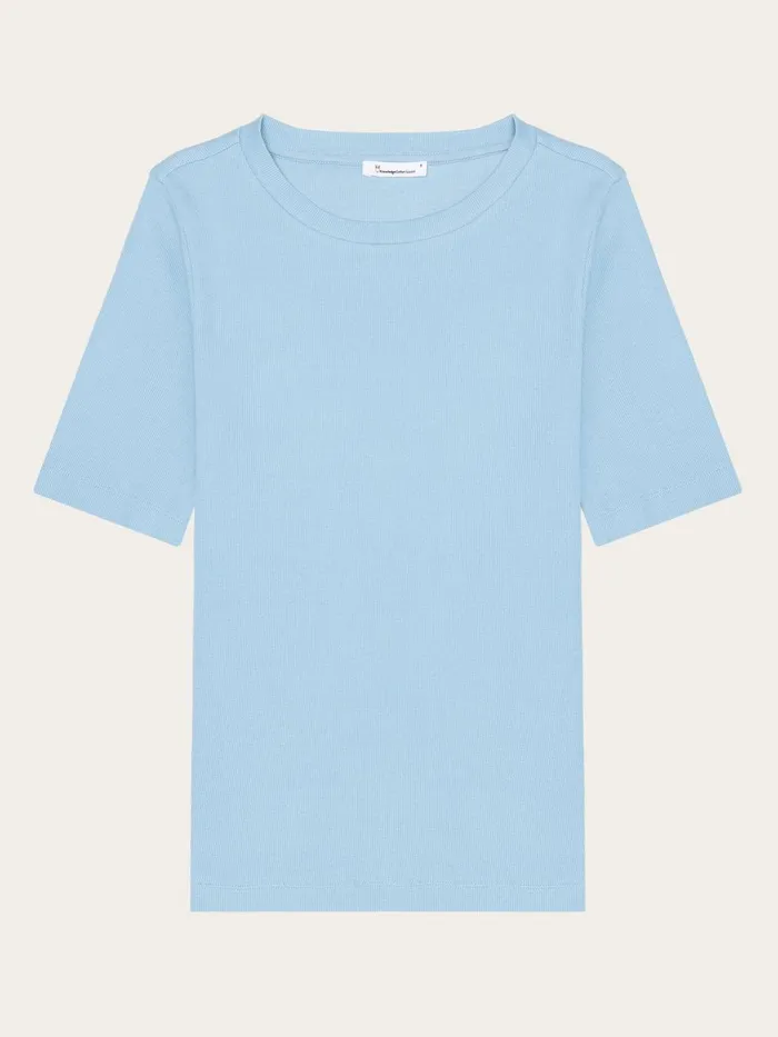 KnowledgeCotton Apparel TShirts And Tops Rib Tshirt Glacier Lake 8211 Women