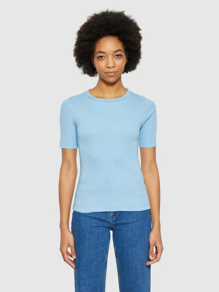 KnowledgeCotton Apparel TShirts And Tops Rib Tshirt Glacier Lake 8211 Women