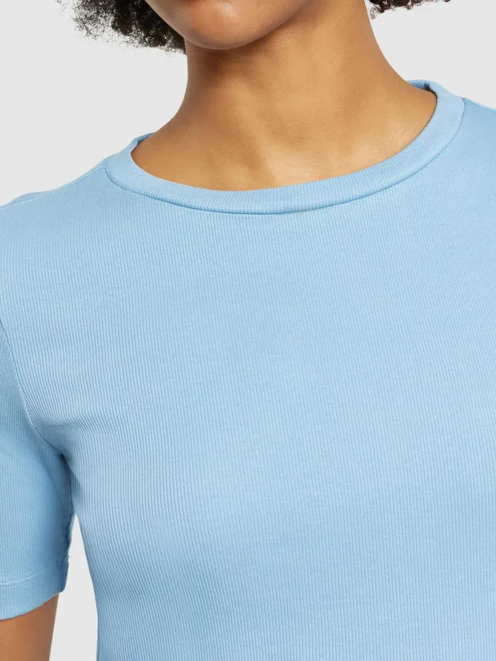 KnowledgeCotton Apparel TShirts And Tops Rib Tshirt Glacier Lake 8211 Women