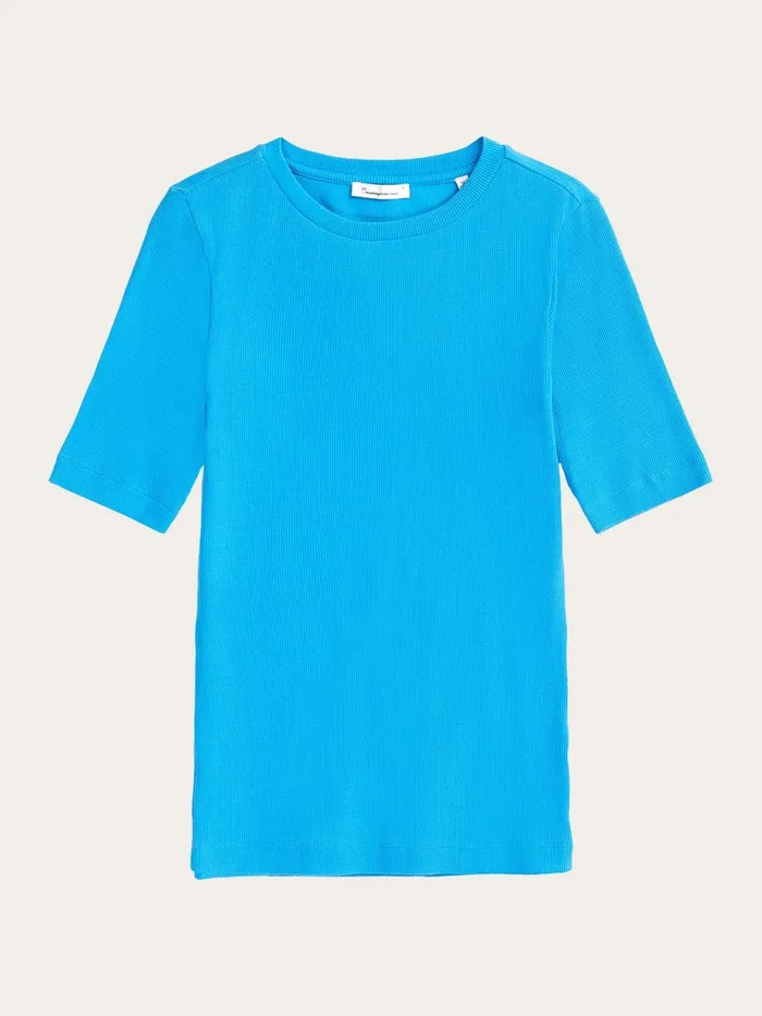 KnowledgeCotton Apparel TShirts And Tops Rib Tshirt Malibu Blue 8211 Women