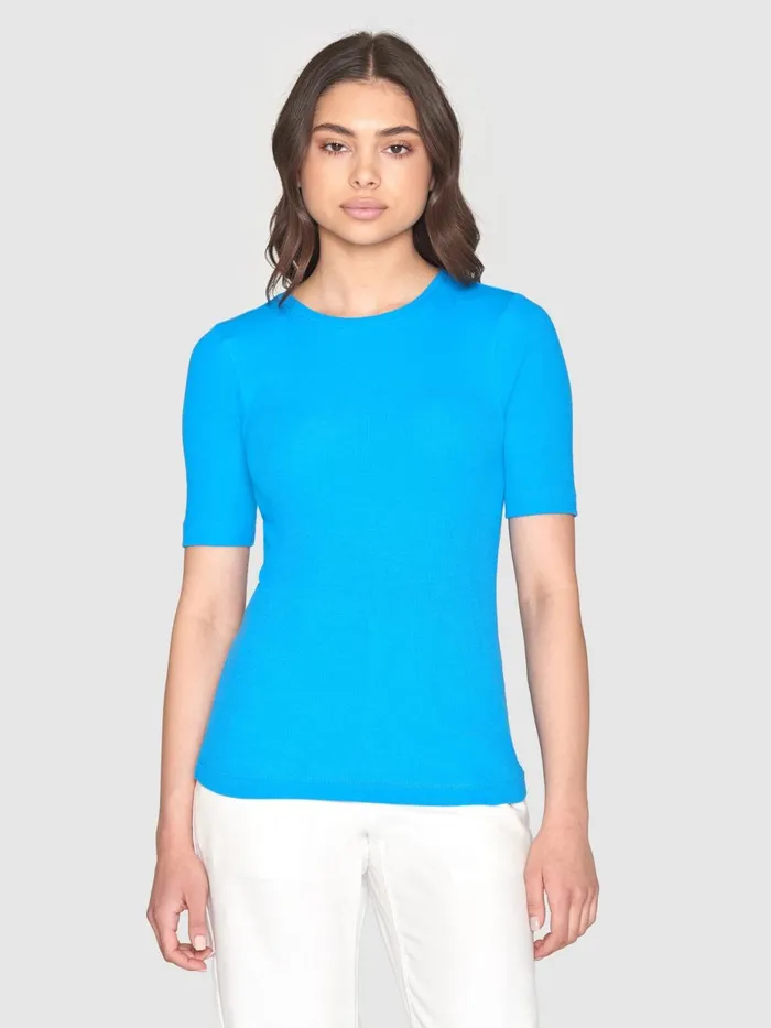 KnowledgeCotton Apparel TShirts And Tops Rib Tshirt Malibu Blue 8211 Women KnowledgeCotton Apparel TShirts And Tops Rib Tshirt Malibu Blue 8211 Women