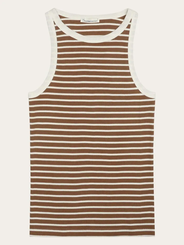 KnowledgeCotton Apparel TShirts And Tops Striped Racer Rib Top Dark Brown Stripe 8211 Women KnowledgeCotton Apparel TShirts And Tops Striped Racer Rib Top Dark Brown Stripe 8211 Women