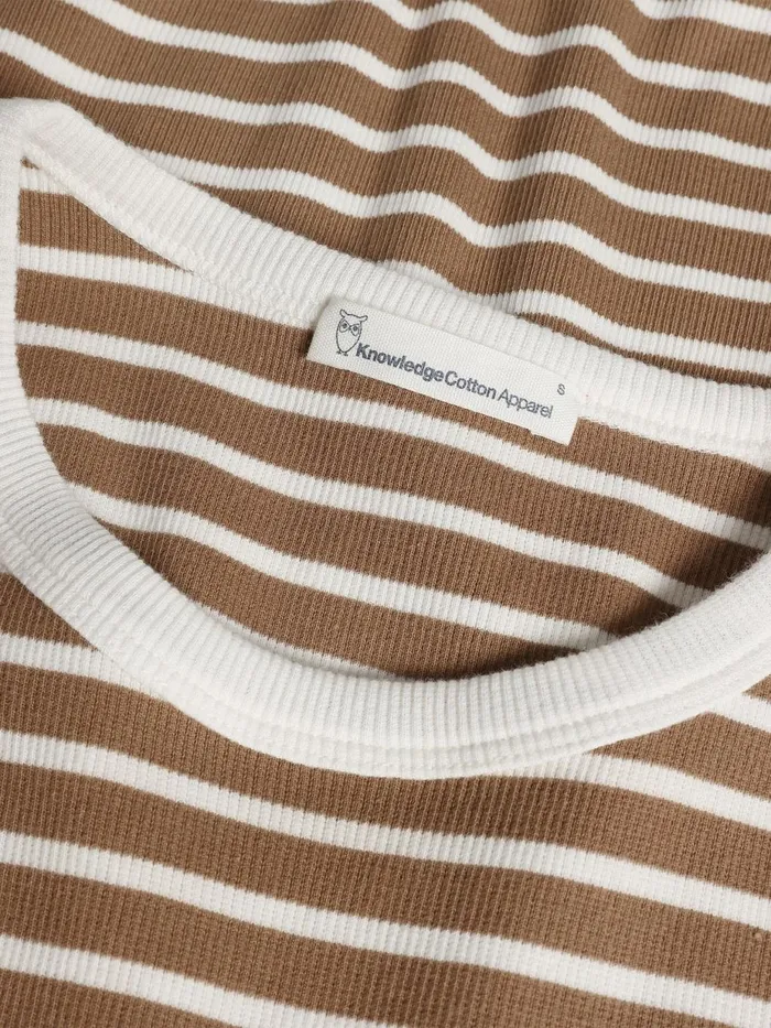 KnowledgeCotton Apparel TShirts And Tops Striped Racer Rib Top Dark Brown Stripe 8211 Women KnowledgeCotton Apparel TShirts And Tops Striped Racer Rib Top Dark Brown Stripe 8211 Women