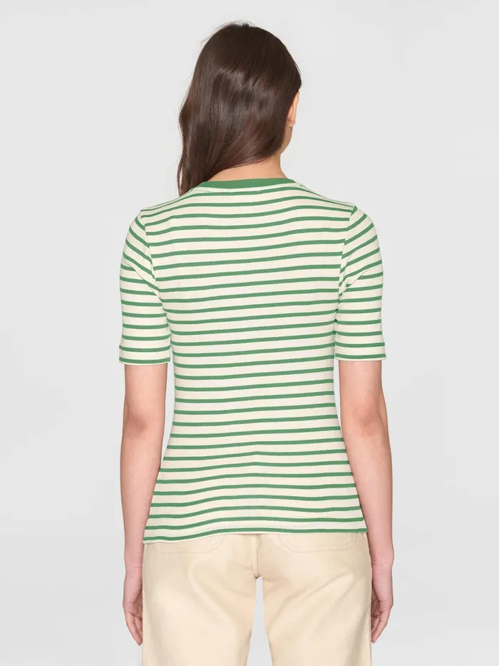 KnowledgeCotton Apparel TShirts And Tops Striped Rib Tshirt Green Stripe 8211 Women