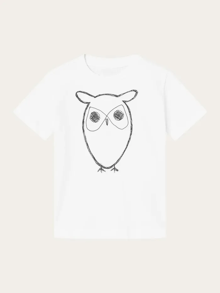 KnowledgeCotton Apparel TShirts Owl Tshirt Bright White 8211 Kids