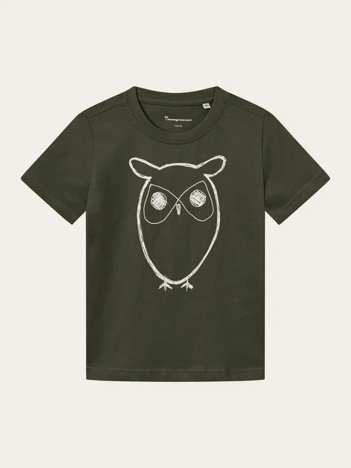KnowledgeCotton Apparel TShirts Owl Tshirt Forrest Night 8211 Kids