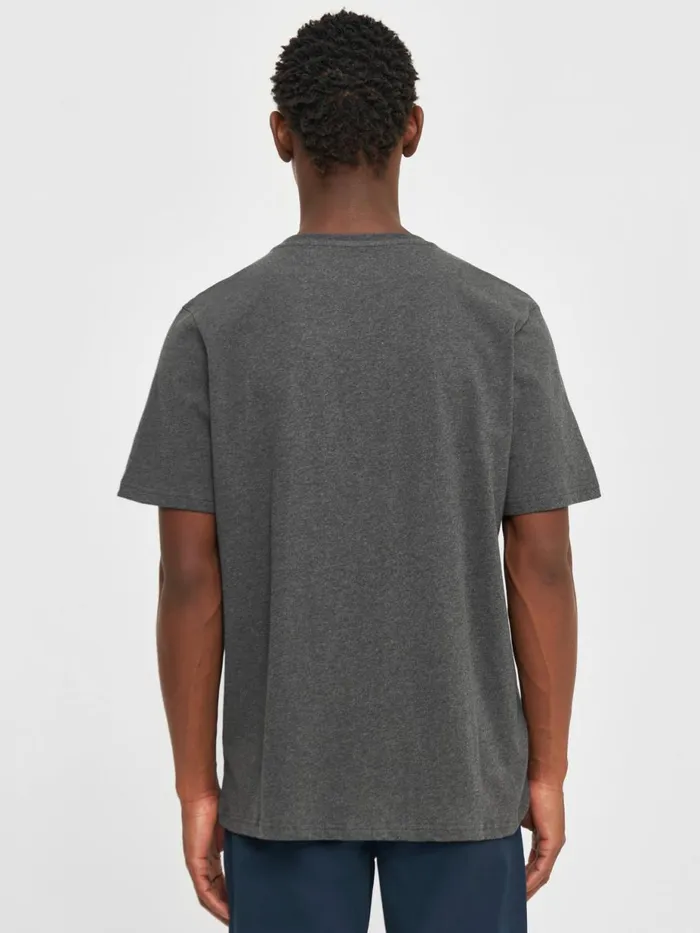 KnowledgeCotton Apparel TShirts Regular Fit Badge Tshirt Dark Grey Melange 8211 Men