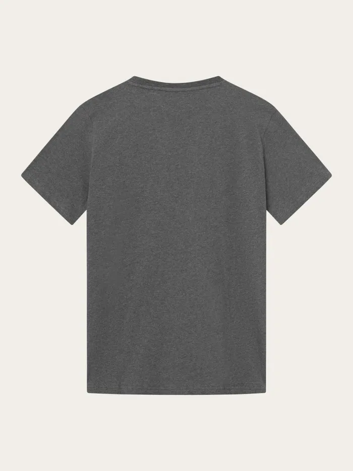 KnowledgeCotton Apparel TShirts Regular Fit Badge Tshirt Dark Grey Melange 8211 Men