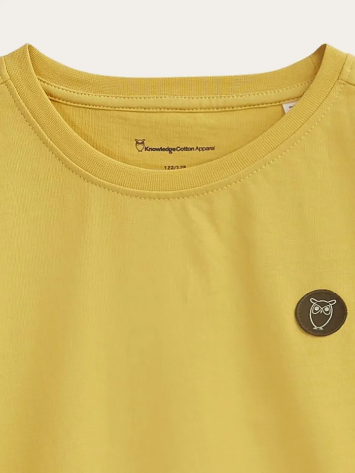 KnowledgeCotton Apparel TShirts Regular Fit Badge Tshirt Misted Yellow 8211 Kids KnowledgeCotton Apparel TShirts Regular Fit Badge Tshirt Misted Yellow 8211 Kids