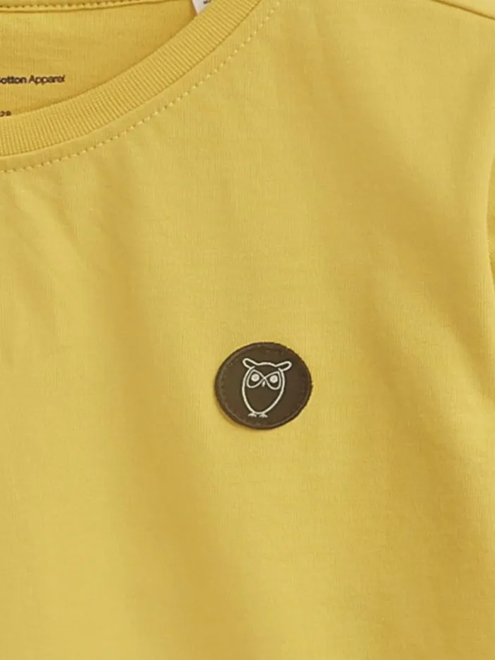 KnowledgeCotton Apparel TShirts Regular Fit Badge Tshirt Misted Yellow 8211 Kids KnowledgeCotton Apparel TShirts Regular Fit Badge Tshirt Misted Yellow 8211 Kids