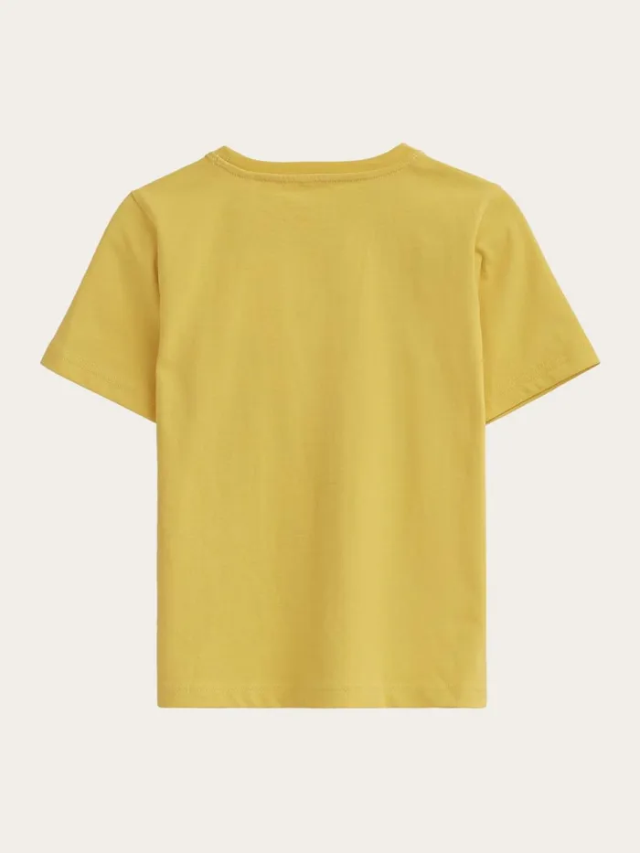 KnowledgeCotton Apparel TShirts Regular Fit Badge Tshirt Misted Yellow 8211 Kids KnowledgeCotton Apparel TShirts Regular Fit Badge Tshirt Misted Yellow 8211 Kids
