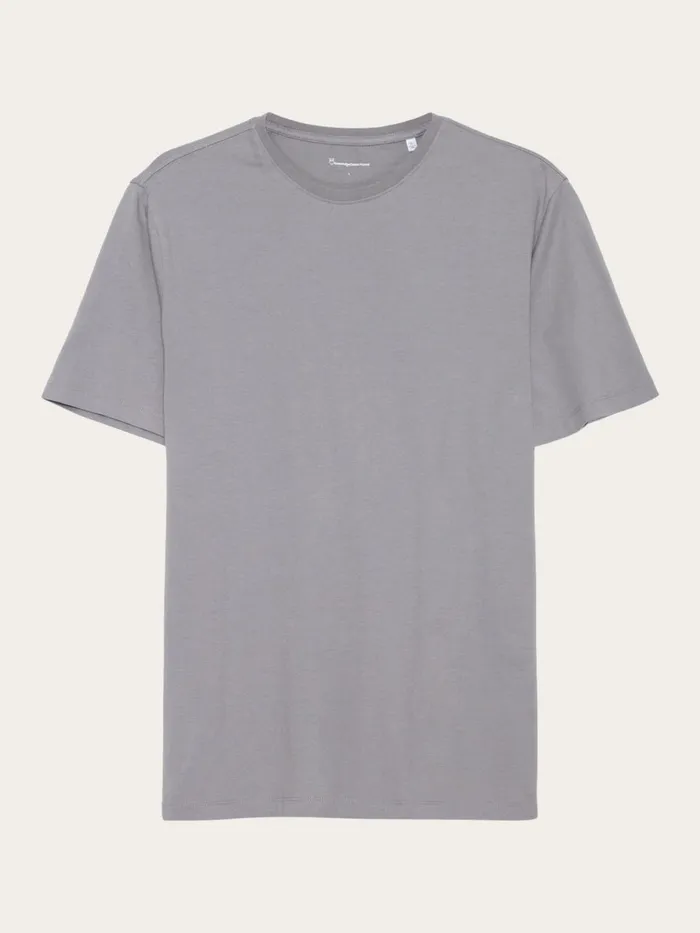KnowledgeCotton Apparel TShirts Regular Fit Basic Tee Sharkskin 8211 Men