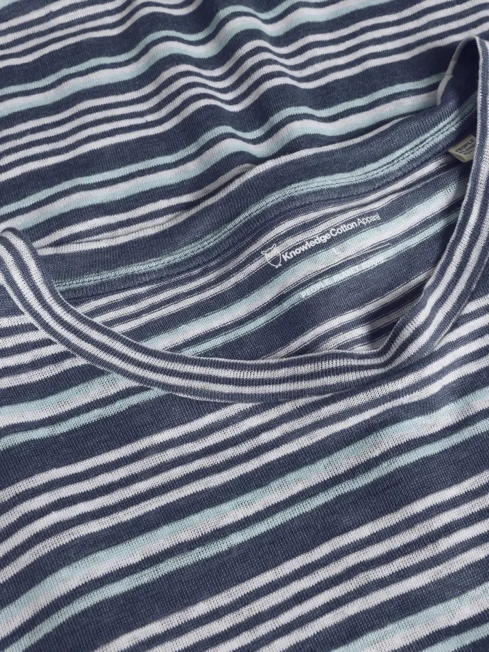 KnowledgeCotton Apparel TShirts Regular Linen Striped Tshirt Gotsvegan 8211 Men KnowledgeCotton Apparel TShirts Regular Linen Striped Tshirt Gotsvegan 8211 Men