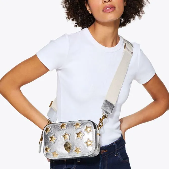Kurt Geiger Crossbody Bags Dual Zip Star Kensington Camera Bag Silver Combination 8211 Women