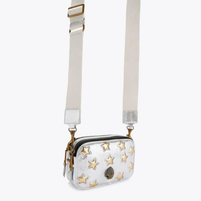 Kurt Geiger Crossbody Bags Dual Zip Star Kensington Camera Bag Silver Combination 8211 Women