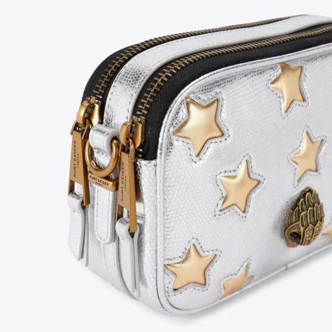 Kurt Geiger Crossbody Bags Dual Zip Star Kensington Camera Bag Silver Combination 8211 Women