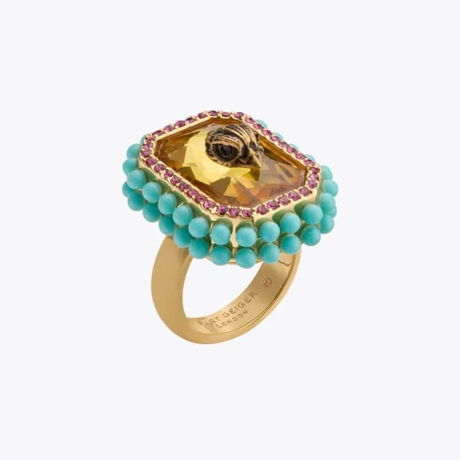 Kurt Geiger Jewelry Emerald Cocktail Ring Orange 8211 Women