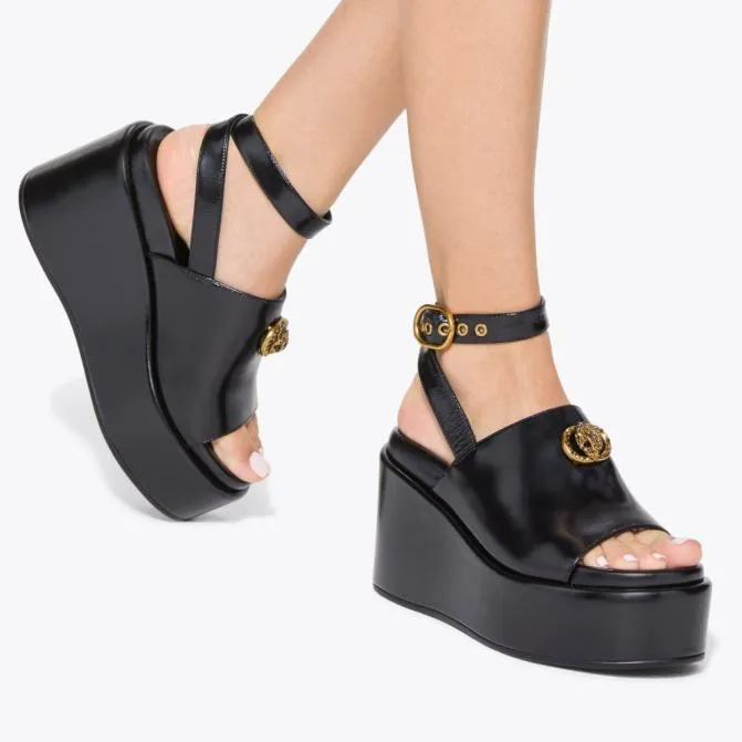 Kurt Geiger Sandals Chelsea Chunky Wedge Heel Black 8211 Women