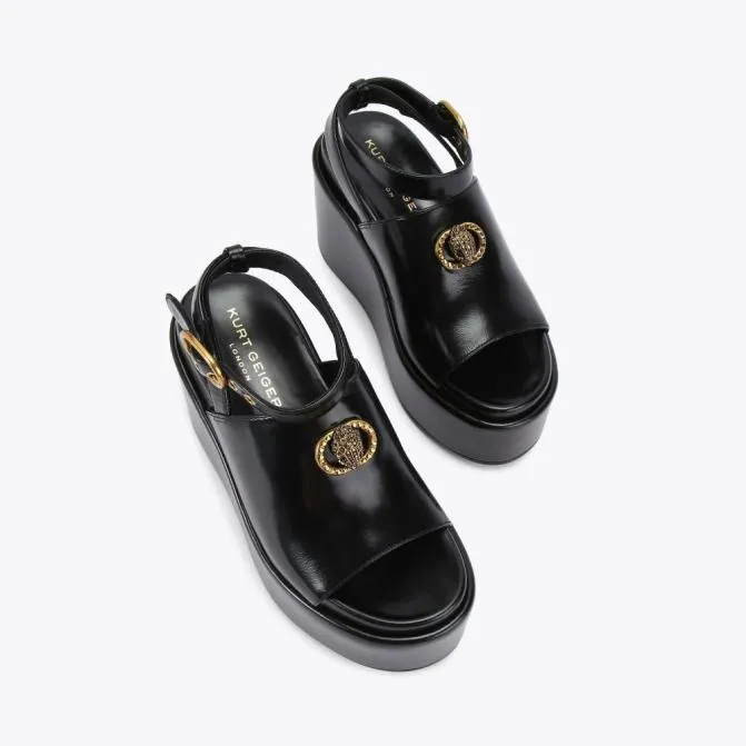 Kurt Geiger Sandals Chelsea Chunky Wedge Heel Black 8211 Women