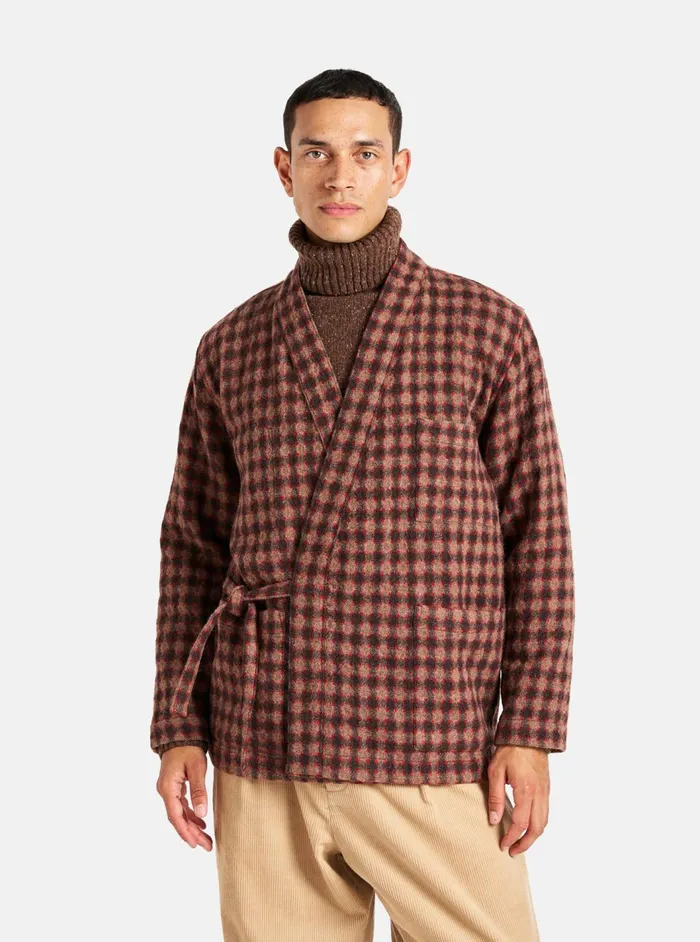 Kyoto Work Jacket In Brown Wool Alpaca Mix Men Universal Works Overshirts